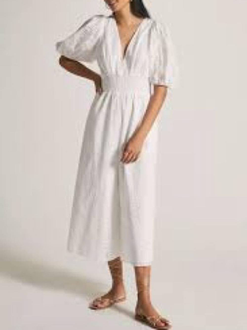 Anthropologie Hutch White Eyelet Jumpsuit Puff Sleeve SmockWaist Wide Leg 1X NWT
